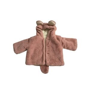 Baby Hoodie Sweater. Cozy Teddy Bear winter coat. 9-12 months. Pink